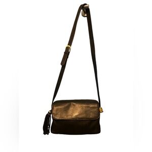 Black Leather Tignanello Shoulder Bag